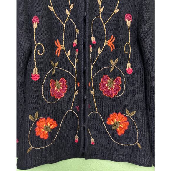 QUIPU Fall Floral Embroidered Baby Alpaca Wool Button Up Sweater Women's XXL - Picture 3 of 9